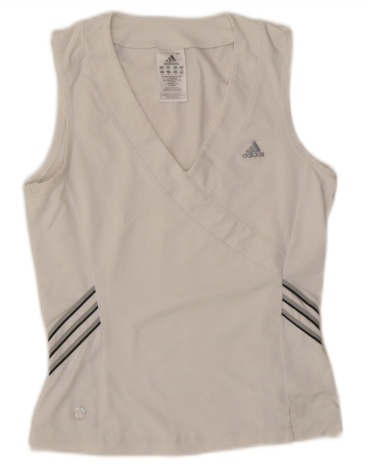 ADIDAS Camiseta sin mangas para mujer UK 10 Small White Poliéster