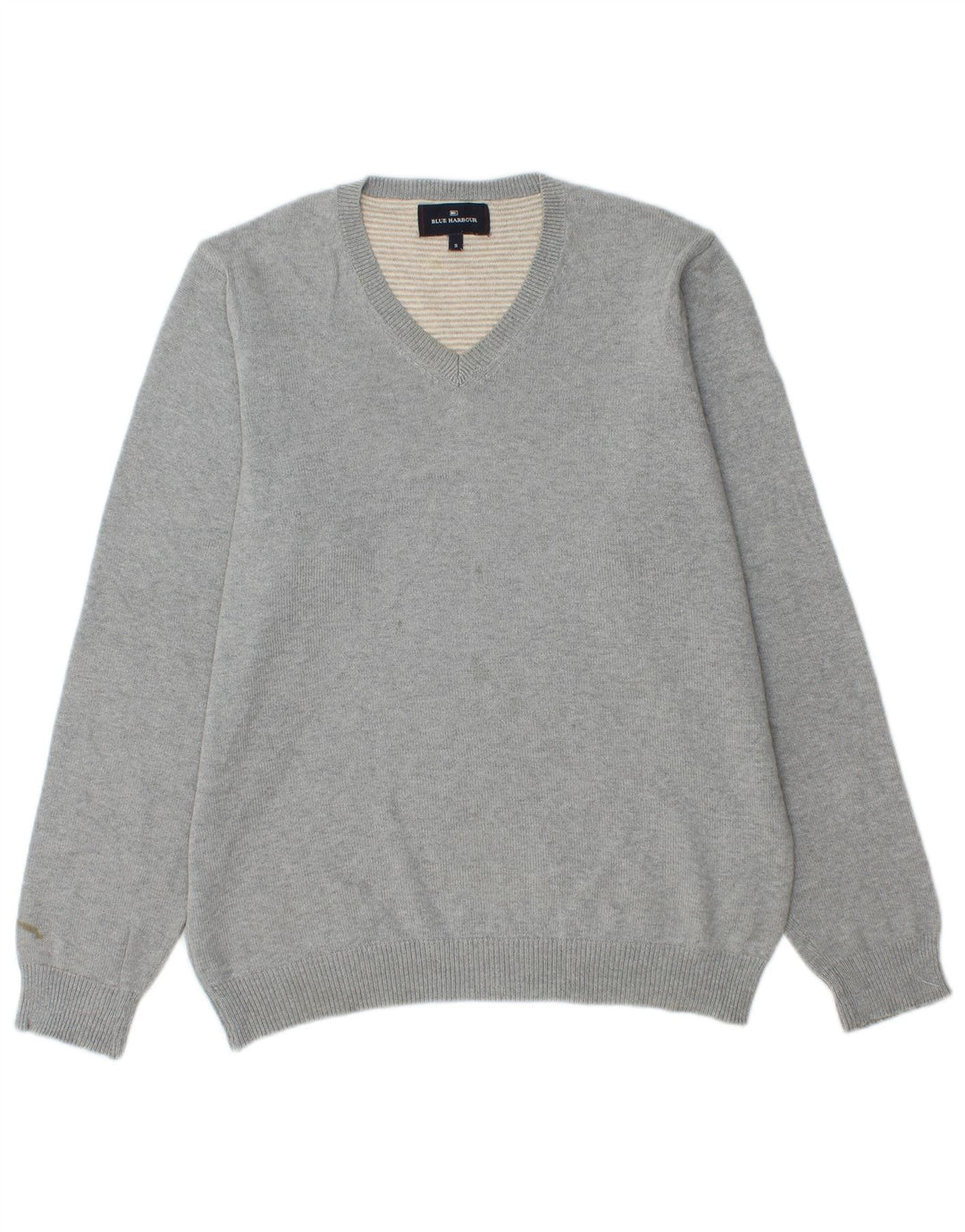 Marks & Spencer - Jersey para hombre con cuello en V, color azul, talla pequeña, algodón gris