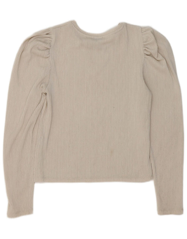 Zara Mujer Top Manga Larga UK 42 Poliéster Beige Medio