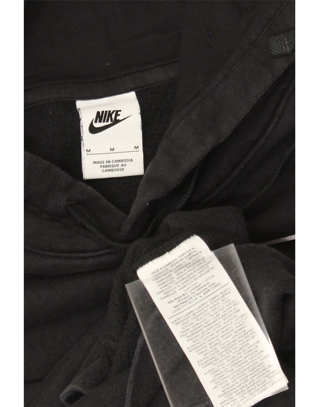 Nike Sudadera con capucha gráfica para hombre, jersey de algodón negro mediano