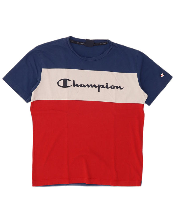 Champion Camiseta gráfica para hombre Top mediano de algodón con bloques de color multicolor