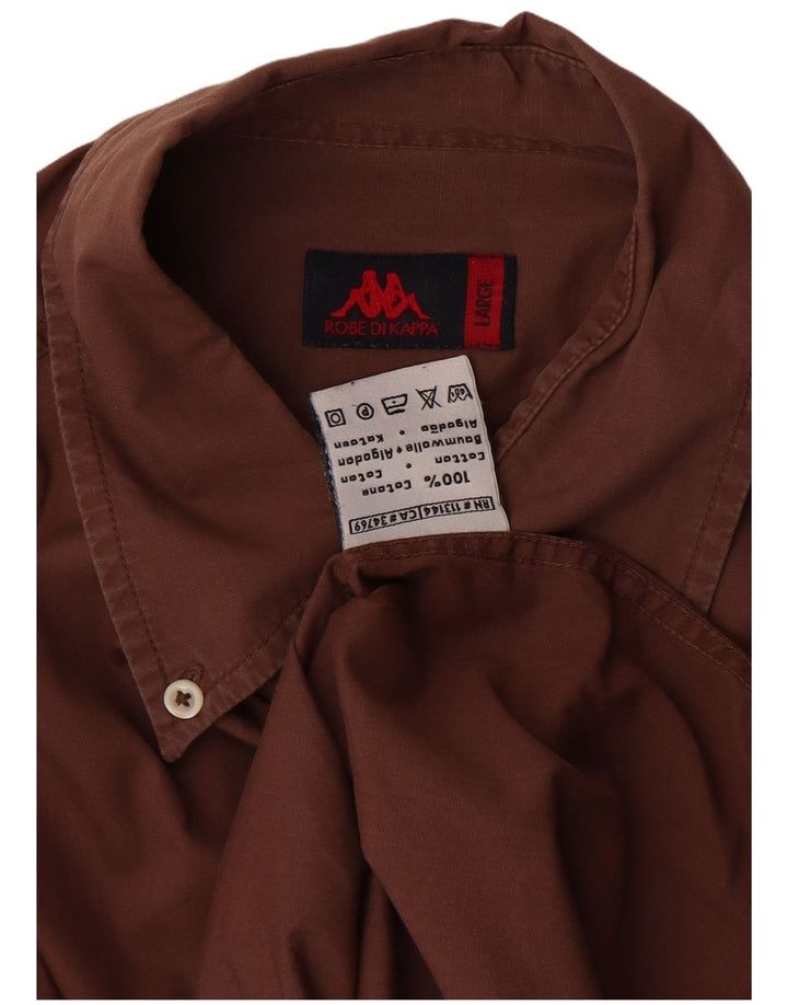 Camisa Kappa Hombre Grande Marrón Algodón