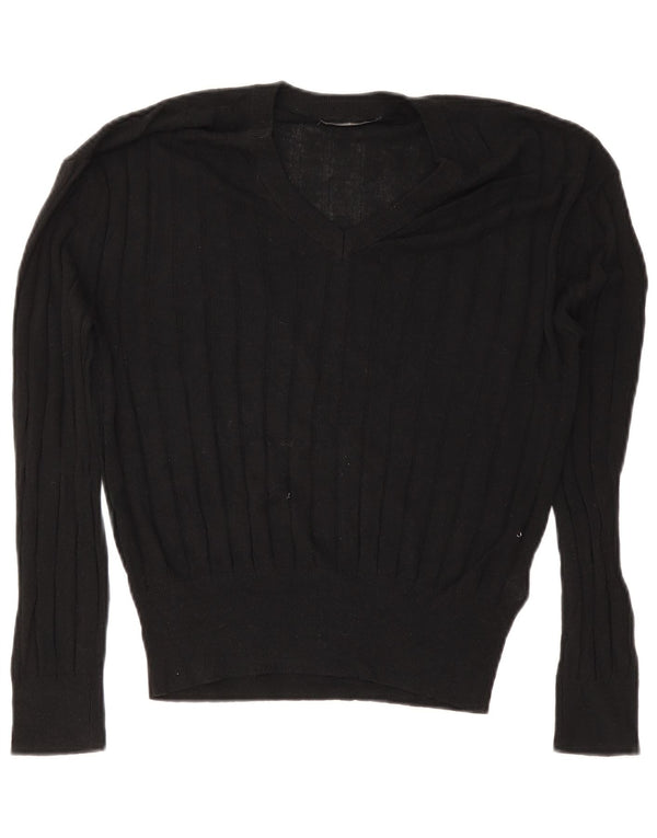 Marks & Spencer Jersey con cuello en V para mujer UK 44 Viscosa negra mediana