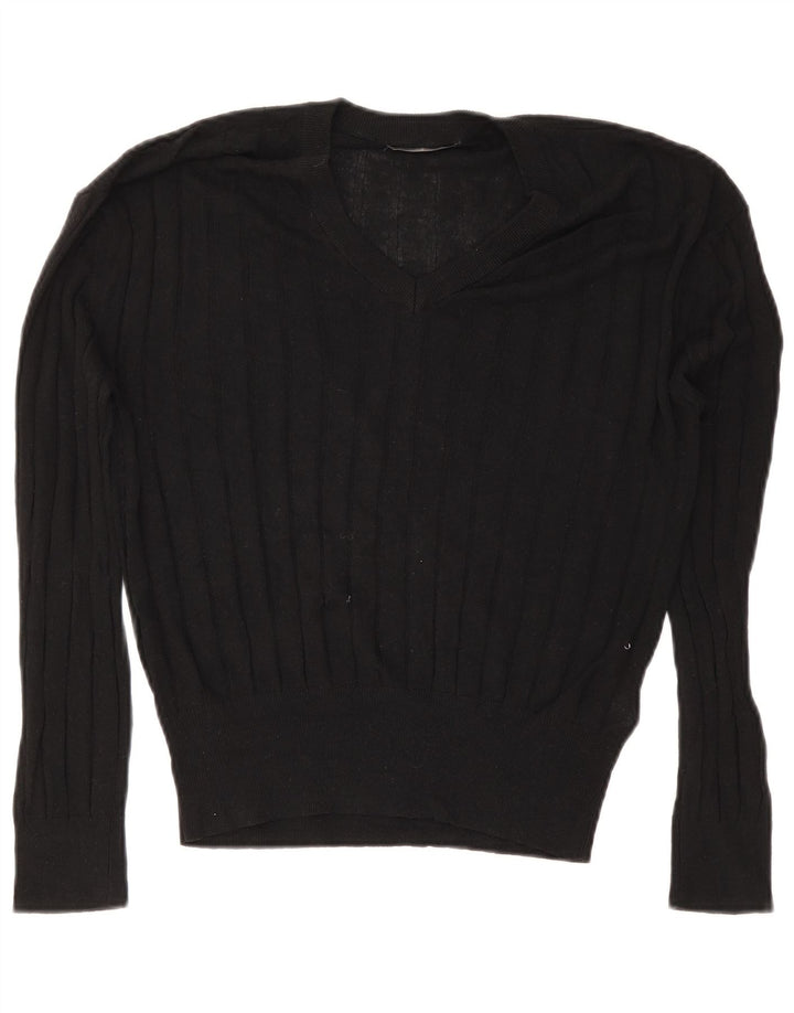 Marks & Spencer Jersey con cuello en V para mujer UK 44 Viscosa negra mediana