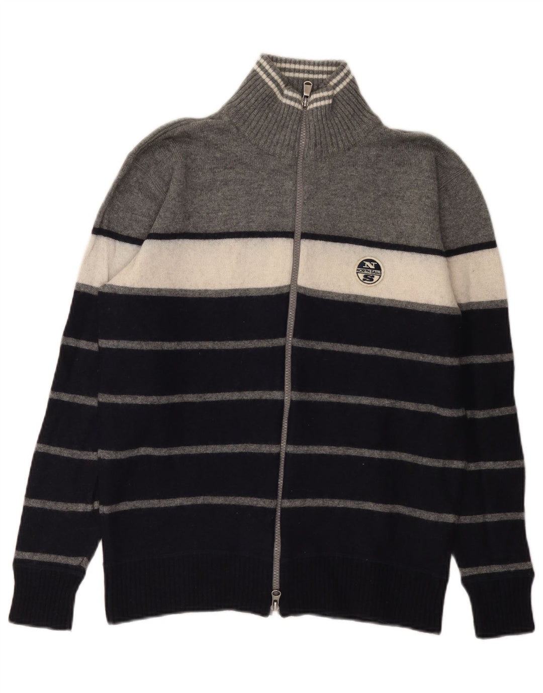 North Sails Cárdigan para hombre de lana a rayas azul marino grande