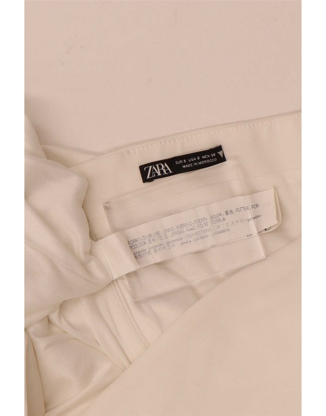 Zara Vestido Sin Tirantes Para Mujer UK 8 Small Poliéster Blanco