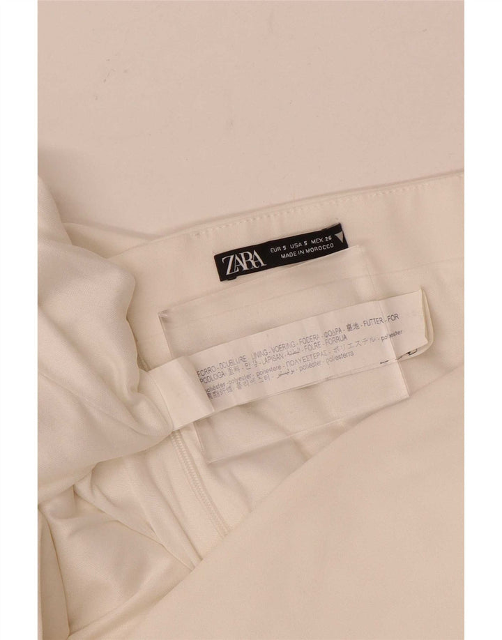Zara Vestido Sin Tirantes Para Mujer UK 8 Small Poliéster Blanco
