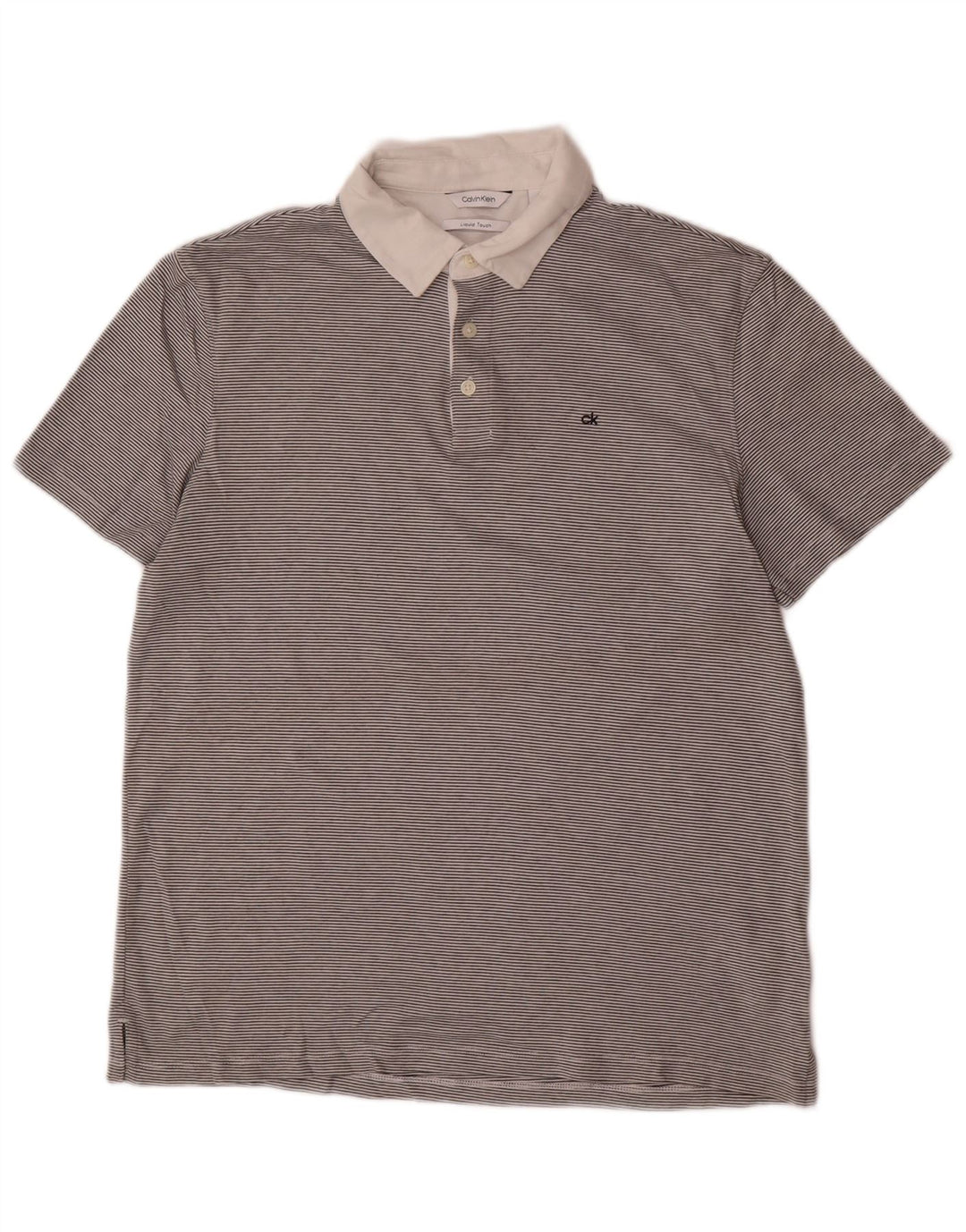 CALVIN KLEIN Polo para hombre de algodón a rayas gris medio