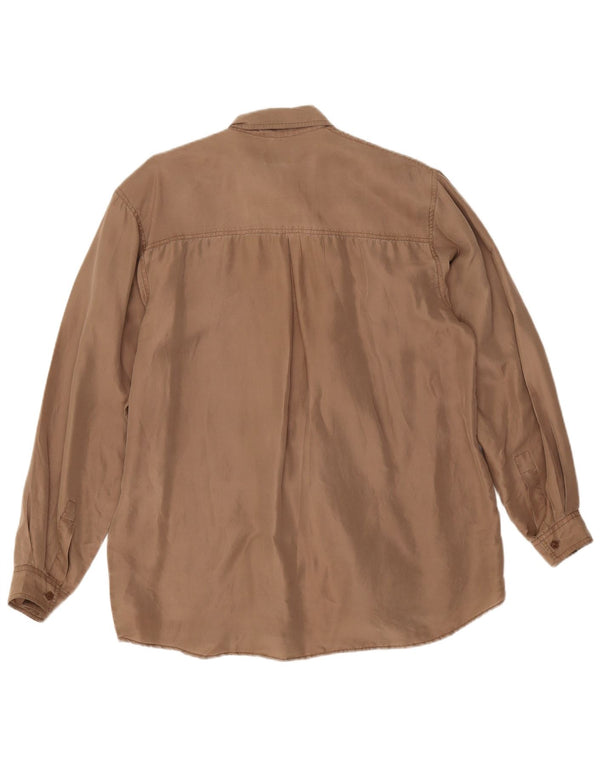 Vintage mujer camisa blusa Reino Unido 18 XL seda beige