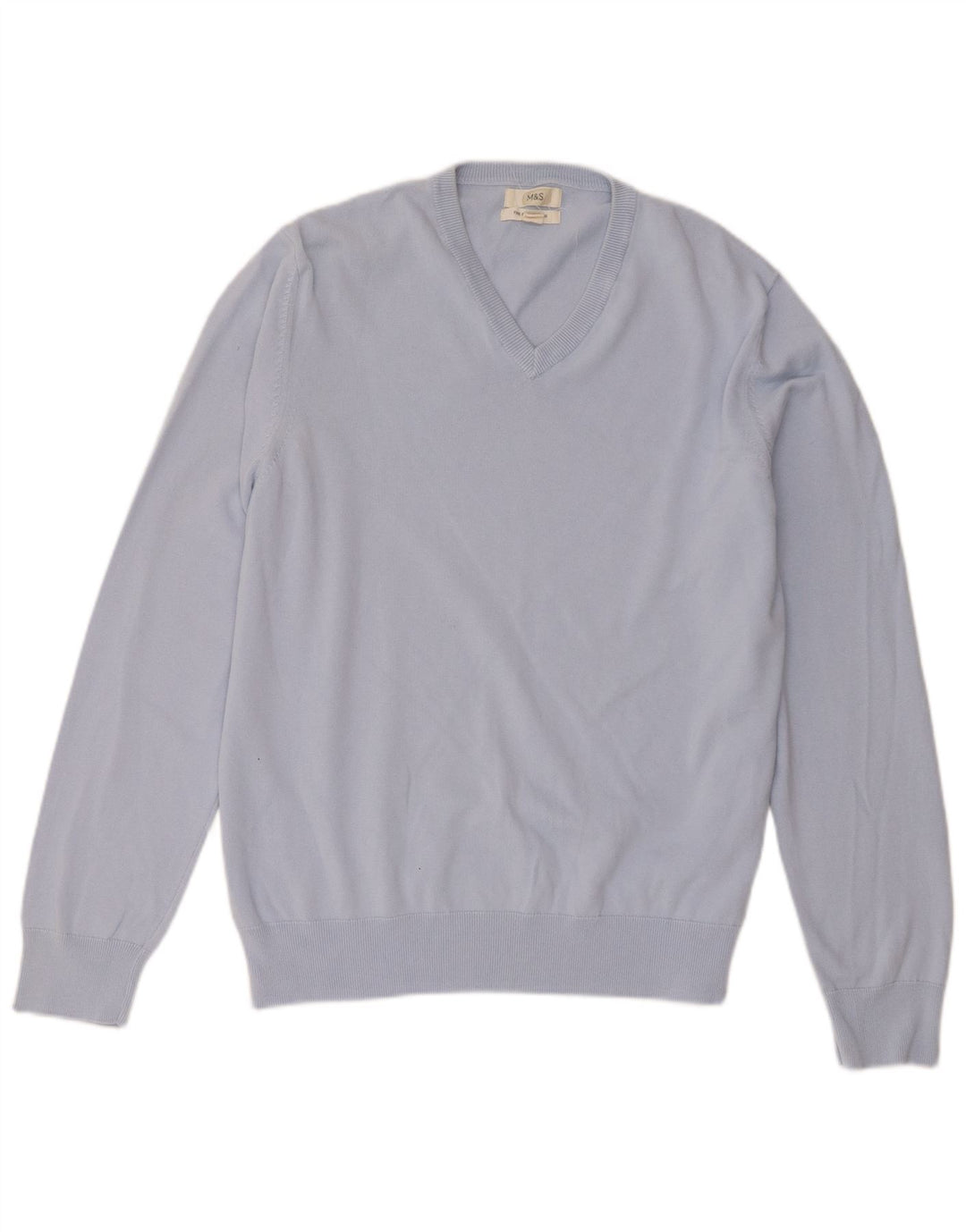 Marks & Spencer Jersey con cuello en V para hombre XL Algodón azul