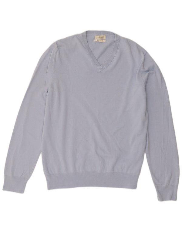 Marks & Spencer Jersey con cuello en V para hombre XL Algodón azul