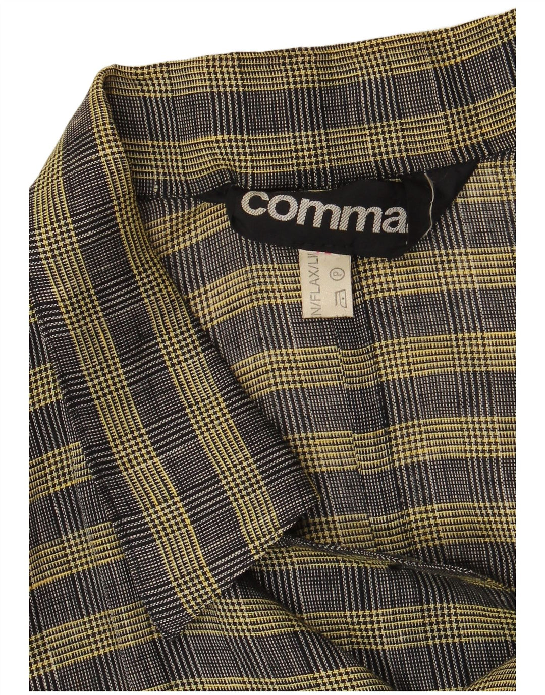 Comma, Chaqueta tipo blazer con doble botonadura para mujer UK 40 Large Yellow Check Wool