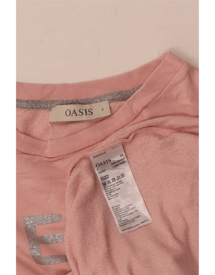 Oasis Mujer Sudadera Gráfica Jumper UK 10 Small Pink Viscosa