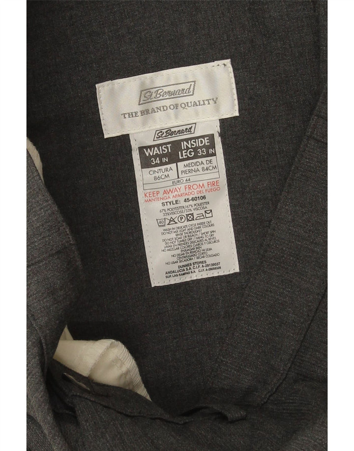 Pantalón de traje recto para hombre St. Bernard W34 L32 Poliéster gris