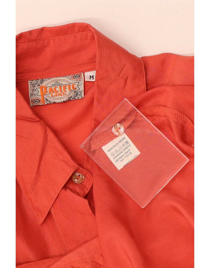 Vintage mujer camisa blusa Reino Unido 14 seda naranja mediana