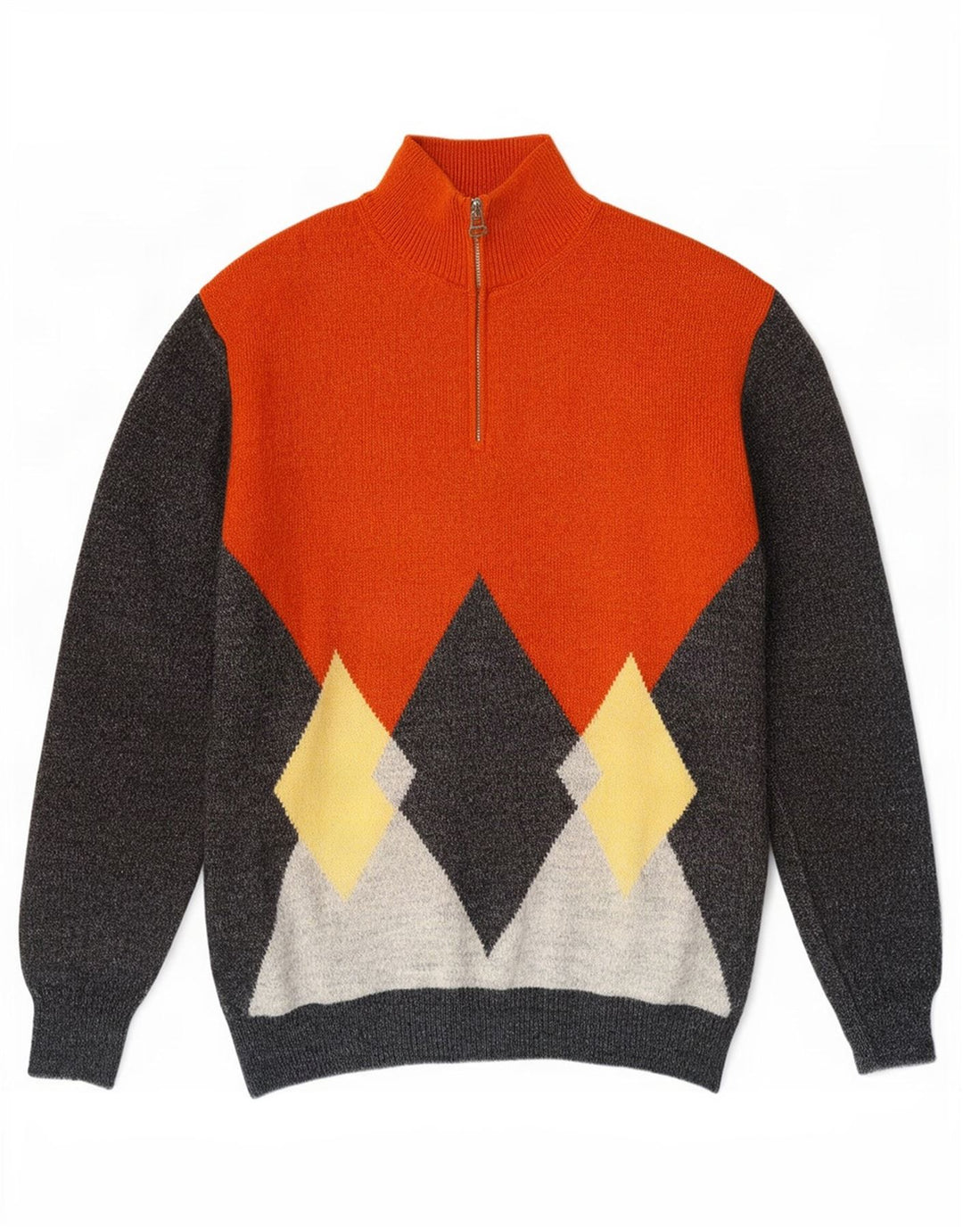 Sangiorgio Jersey De Cuello Con Cremallera Para Hombre Suéter Mediano Argyle/Diamante Multicolor