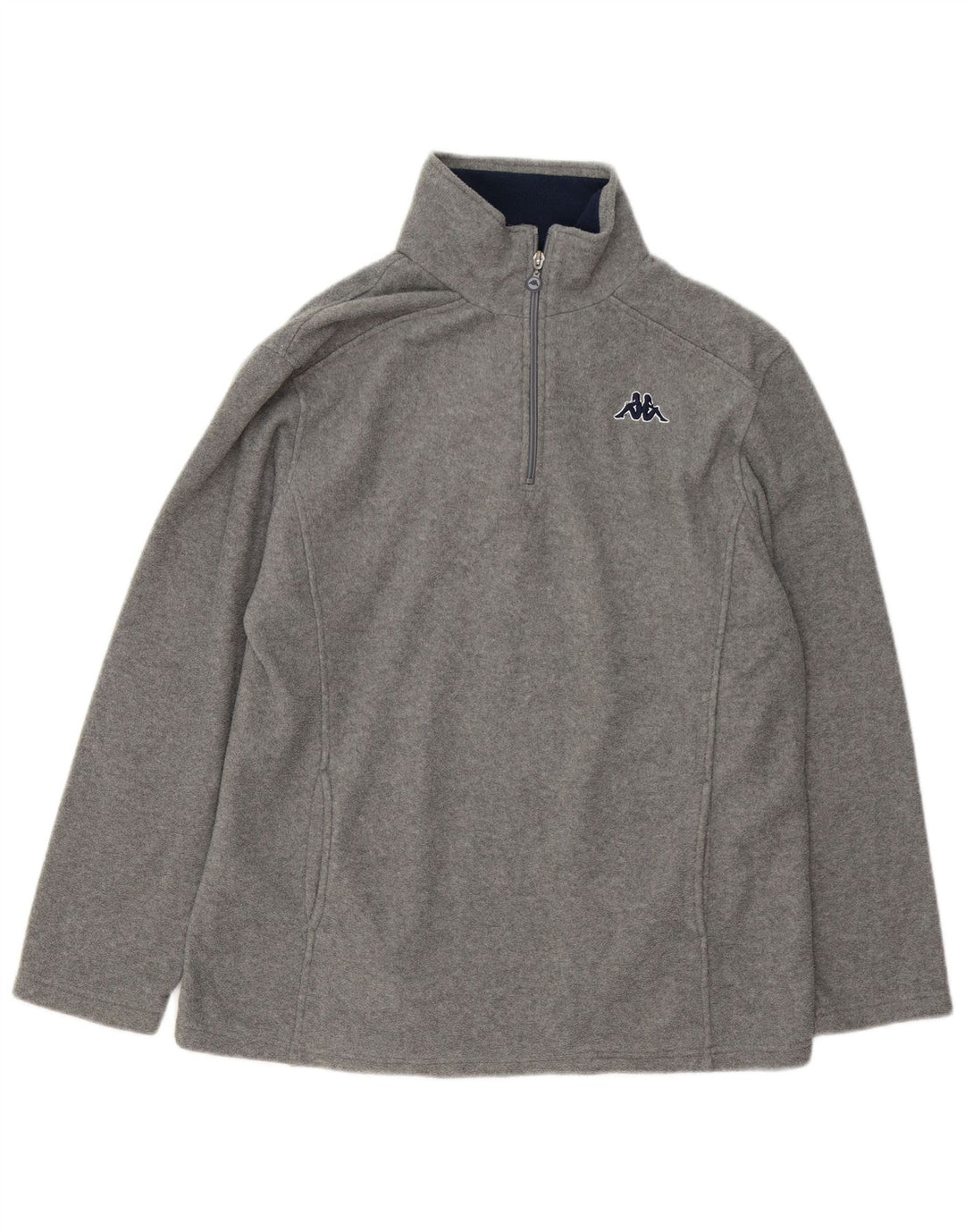 Kappa - Jersey de forro polar con cuello y cremallera para hombre, poliéster gris grande