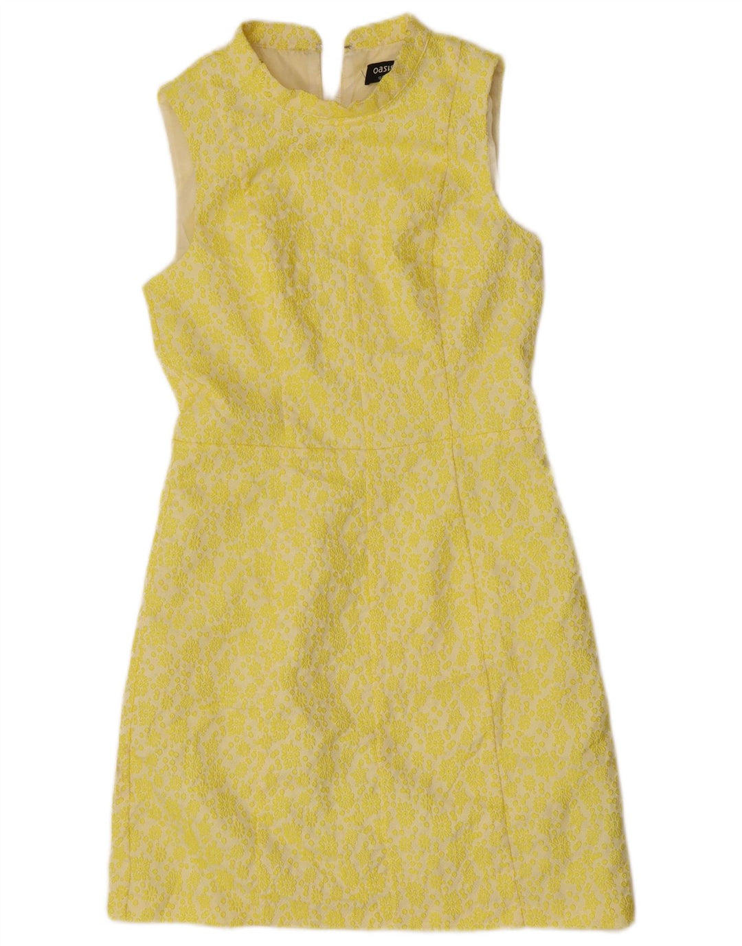 Oasis Vestido tubo sin mangas para mujer UK 40 Poliéster floral amarillo medio