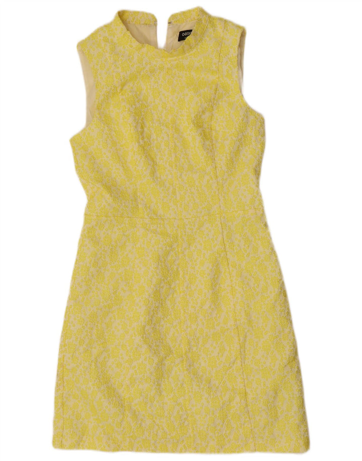 Oasis Vestido tubo sin mangas para mujer UK 40 Poliéster floral amarillo medio