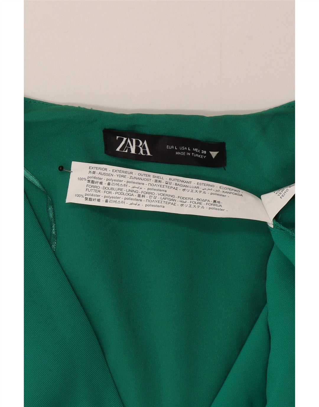 Zara Mujer Vestido Acampanado UK 46 Grande Poliéster Verde