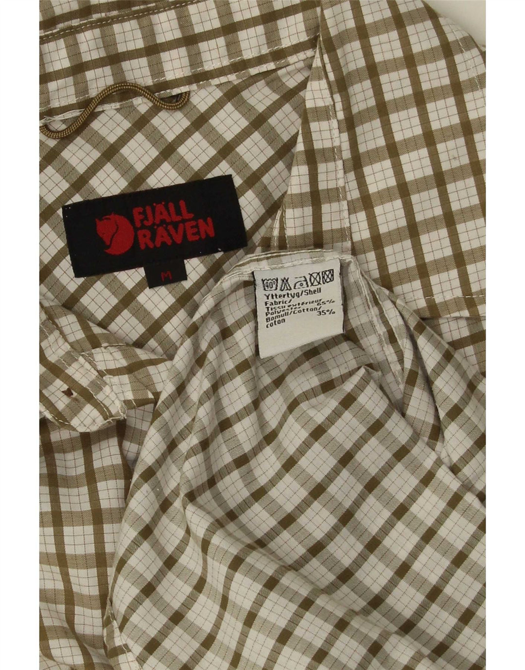 Camisa de franela para hombre Fjall Raven Poliéster a cuadros caqui medio