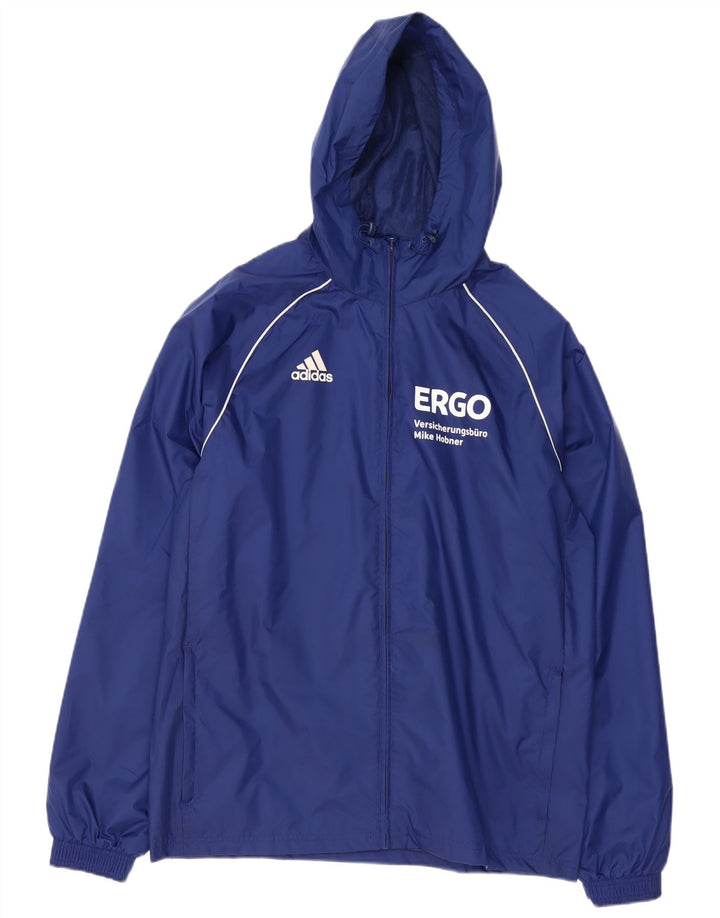 Adidas Chaqueta impermeable con capucha gráfica para hombre UK 38 Medium Azul marino Poliéster
