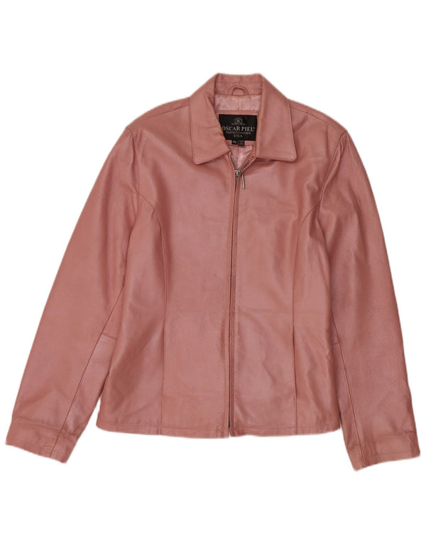 Vintage mujer chaqueta de cuero Reino Unido 18 XL cuero rosa
