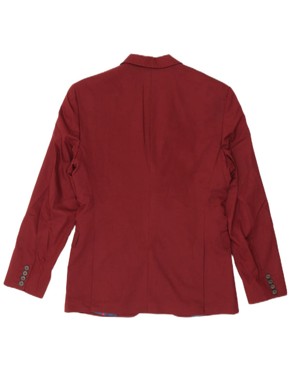 Zara Chaqueta tipo blazer de 2 botones para hombre EU 46 Small Borgoña Viscosa