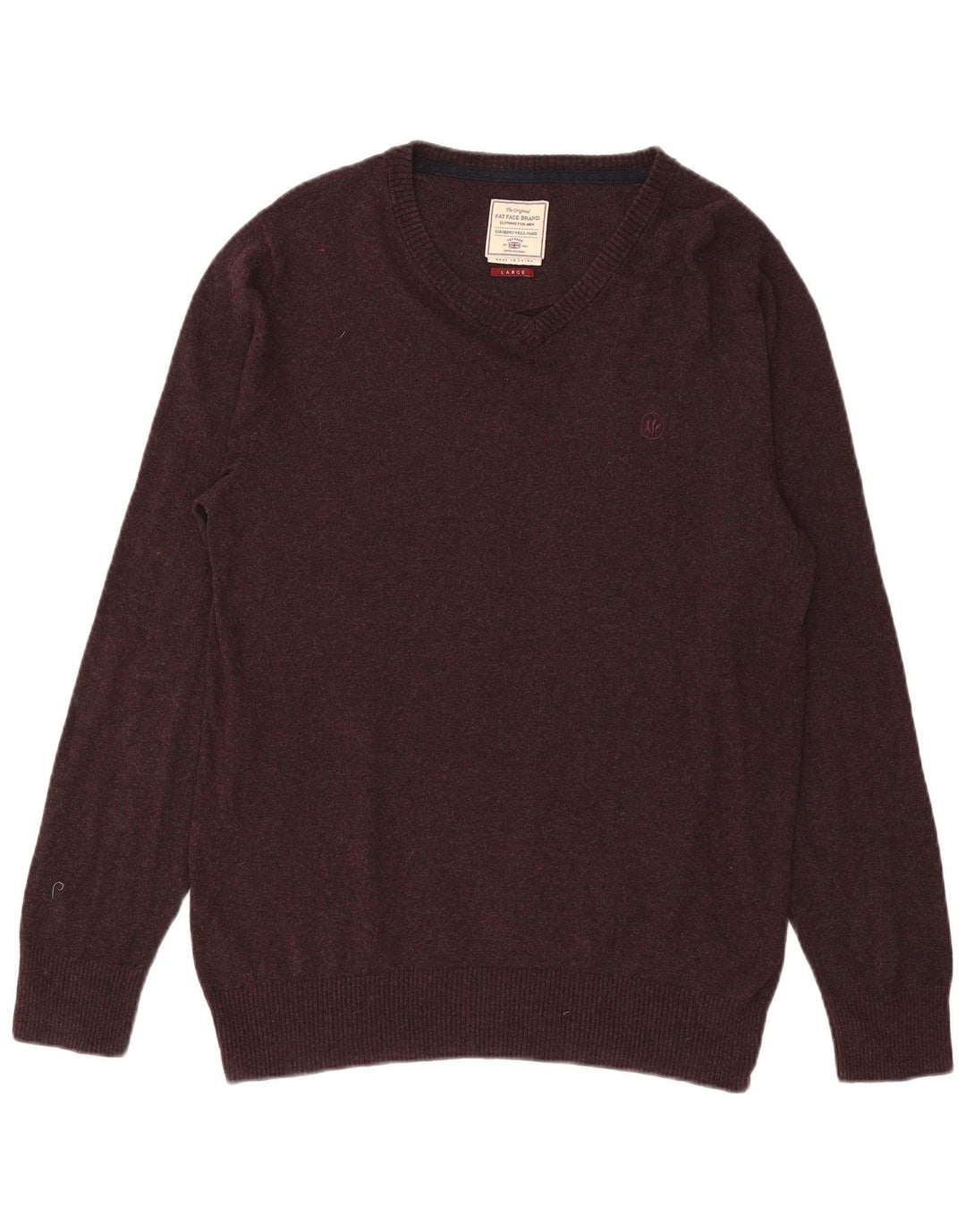 Jersey con cuello en V para hombre Fat Face Algodón morado grande