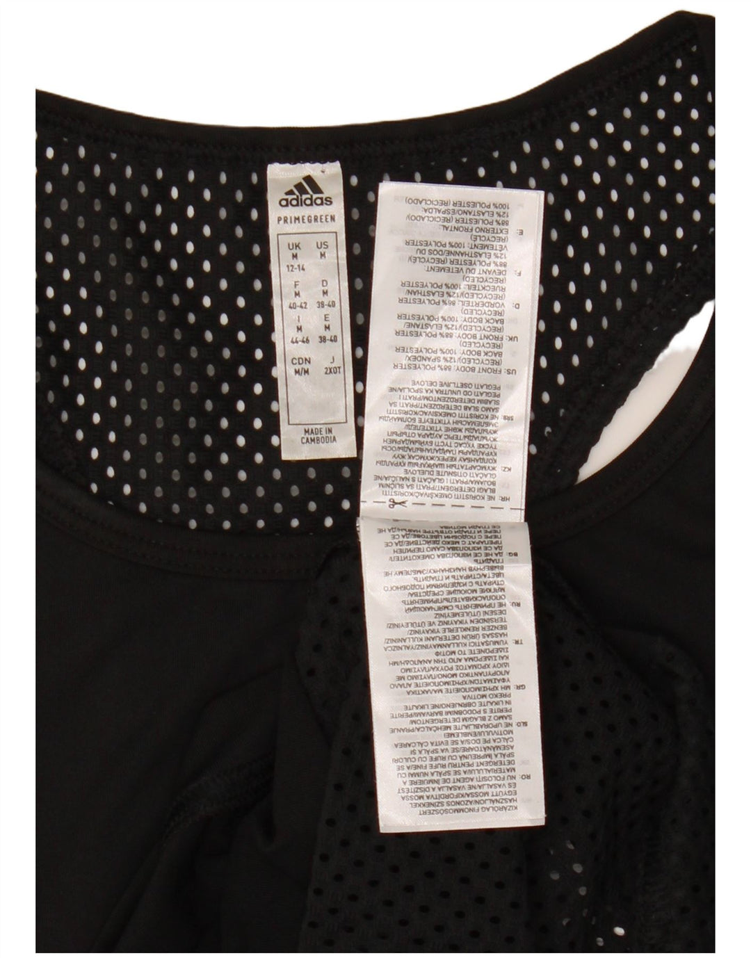 ADIDAS Camiseta gráfica para mujer Reino Unido 12/14 Mediano Negro Poliéster