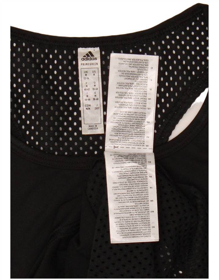 ADIDAS Camiseta gráfica para mujer Reino Unido 12/14 Mediano Negro Poliéster