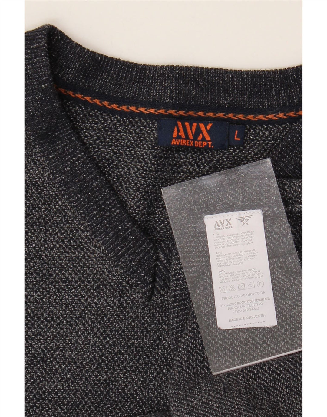 Avirex Jersey con cuello en V para hombre, talla grande, viscosa gris