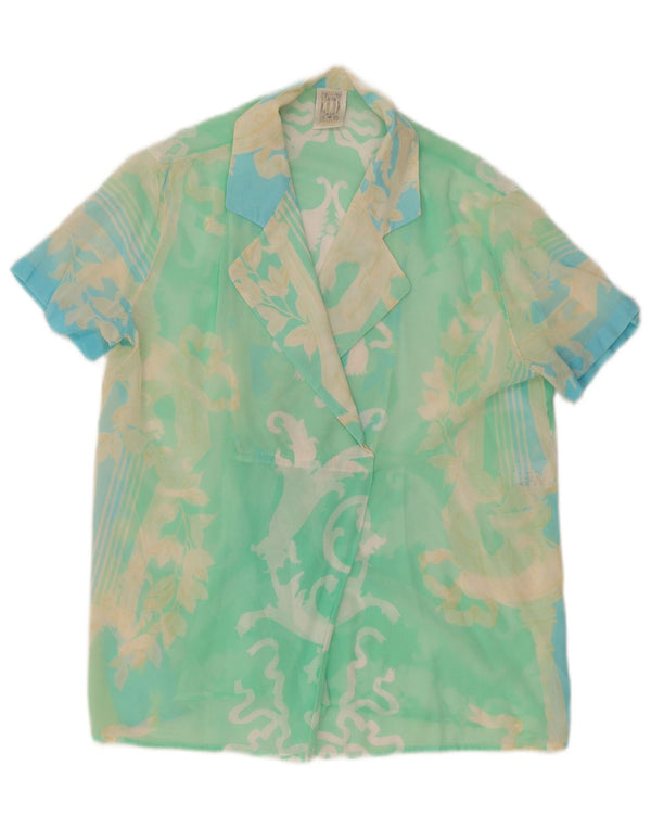 Ferre Blusa con patrón abstracto para mujer UK 44 Grande Algodón verde