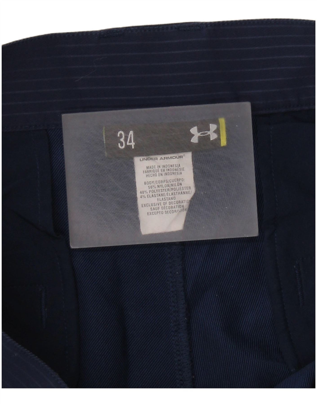 UNDER ARMOUR Pantalones cortos chinos para hombre W34 Nylon a rayas azul marino grande