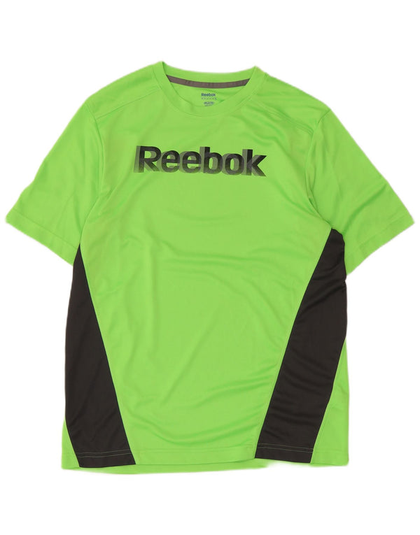 Reebok Mens Graphic T-Shirt Top Medium Green Colourblock Polyester