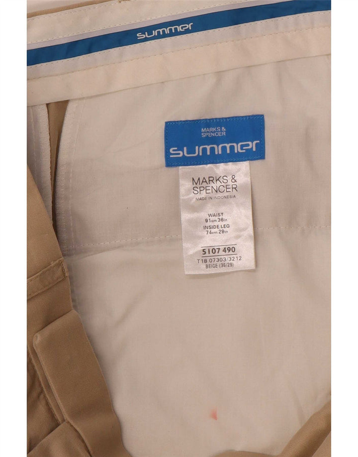 Marks & Spencer Pantalón de traje con pinzas para hombre W36 L29 Beige