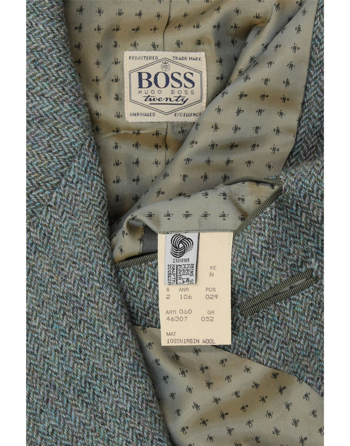 HUGO BOSS Chaqueta blazer de 2 botones para hombre IT 52 XL Lana virgen en espiga azul