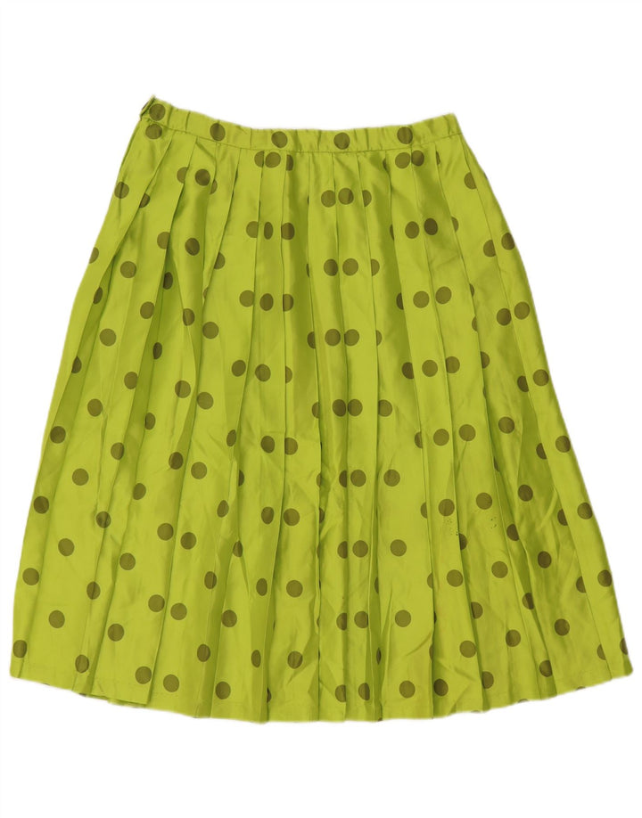 VINTAGE Falda Plisada Mujer W30 Lunares Verde Medio