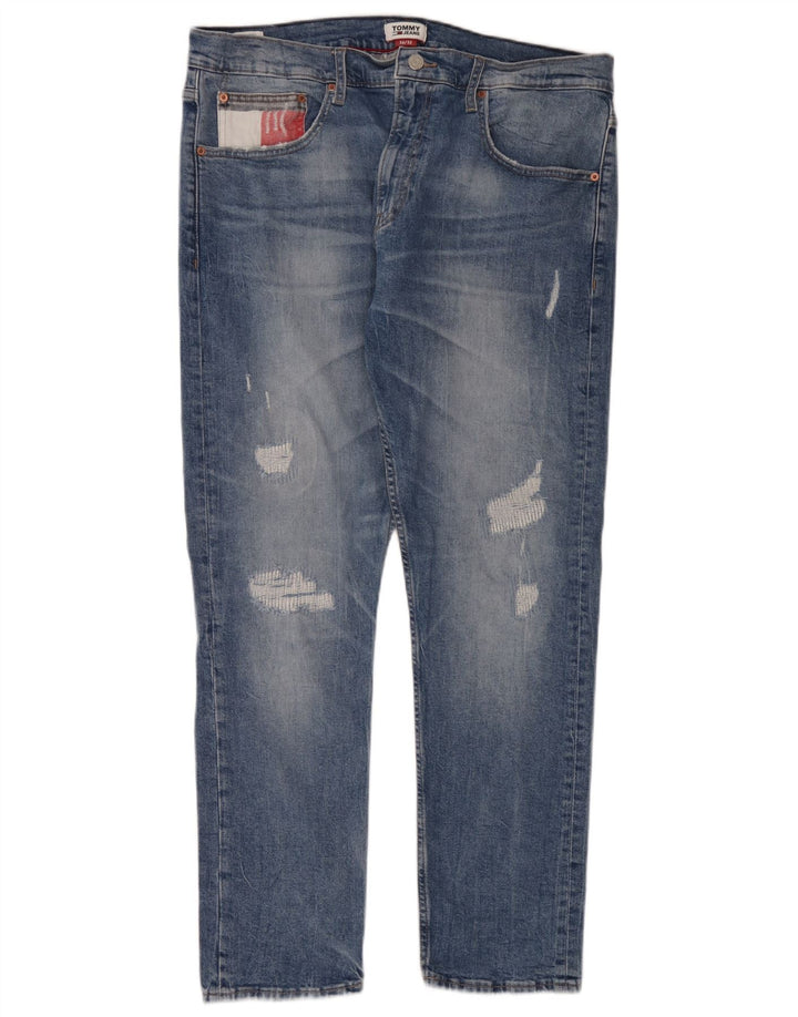 Tommy Hilfiger Vaqueros ajustados desgastados para hombre W36 L32 Algodón azul