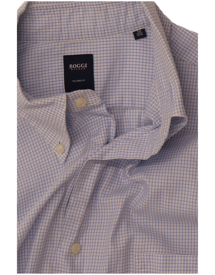 BOGGI Camisa entallada para hombre Talla 40 15 3/4 Mediana Cuadros azules