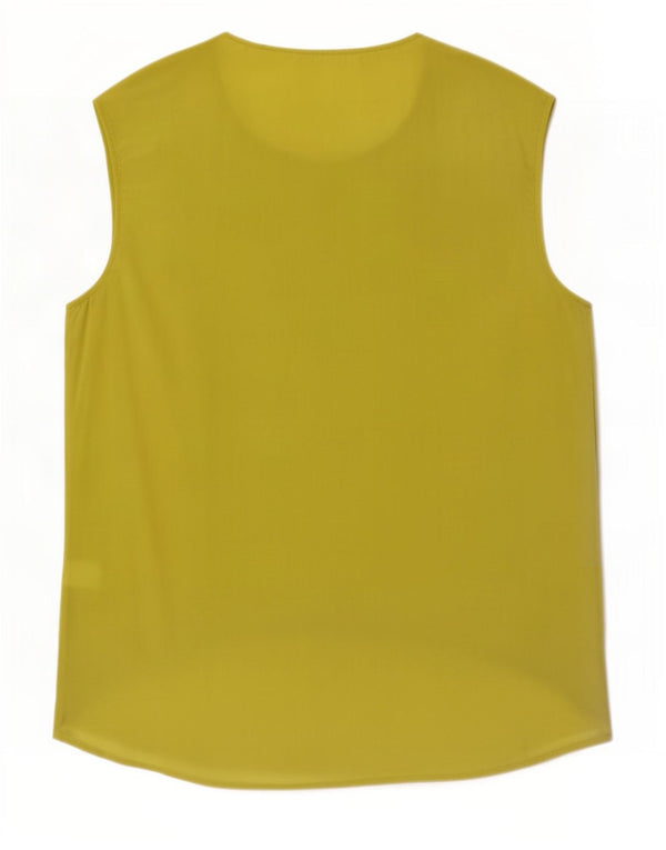 Vintage mujer blusa sin mangas Top Reino Unido 10 pequeña seda verde