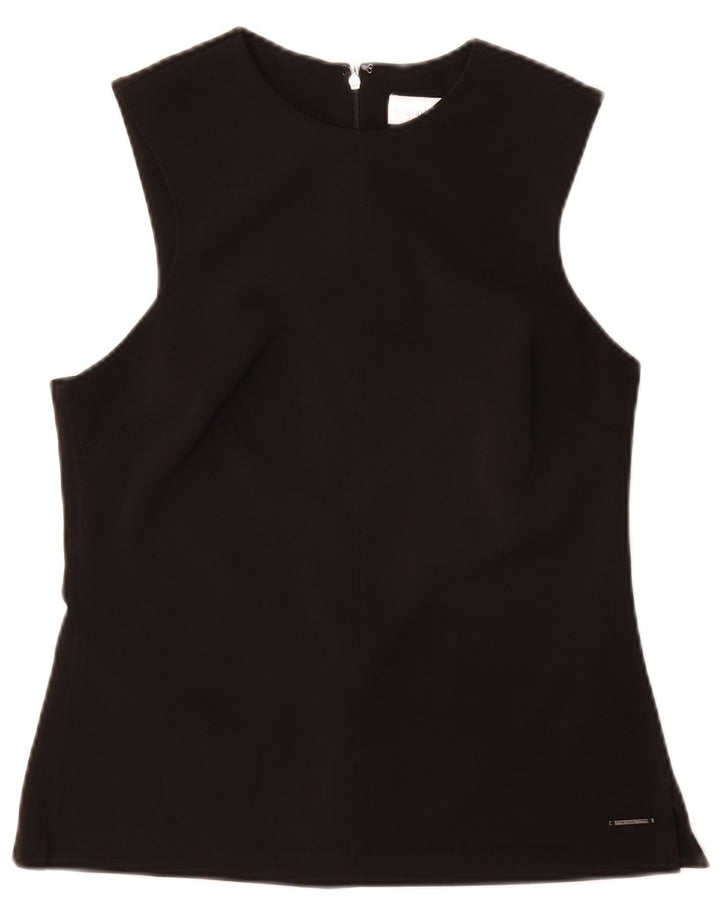 Calvin Klein Blusa Sin Mangas Para Mujer IT 40 Pequeño Poliéster Negro