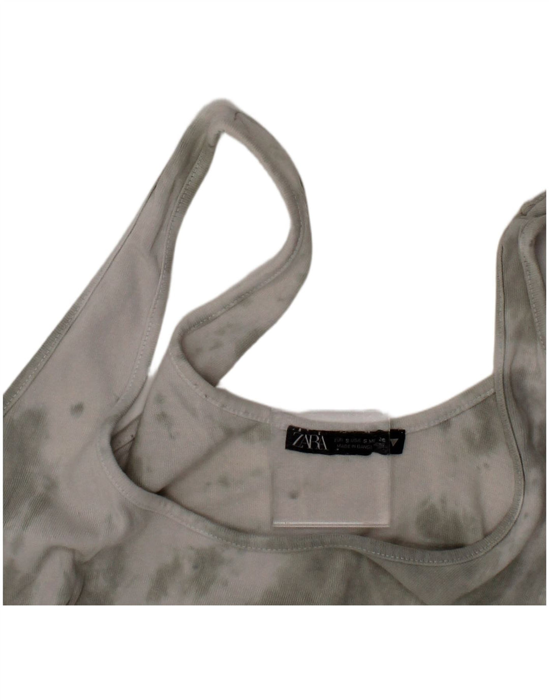 Zara Mujer Bralette Crop Top Small Gris Tie Dye Algodón