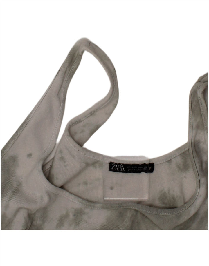 Zara Mujer Bralette Crop Top Small Gris Tie Dye Algodón