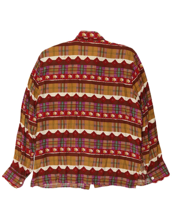 Camisa Vintage Mujer IT 46 Grande Multicolor Geométrica
