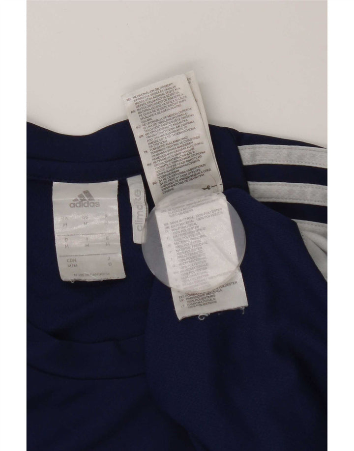 Adidas Hombre Climalite Camiseta Top Medio Azul Marino Colorblock Poliéster