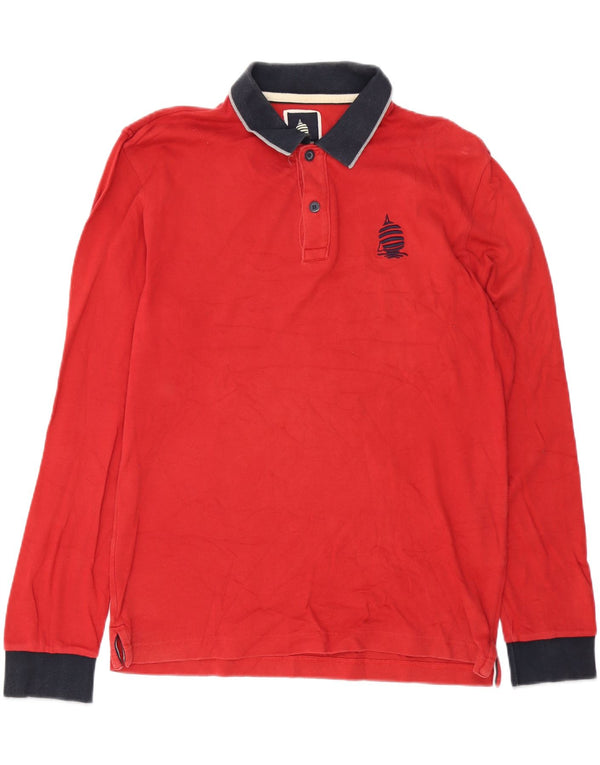 Marina Yachting Polo de manga larga para hombre XL Borgoña Colorblock Algodón
