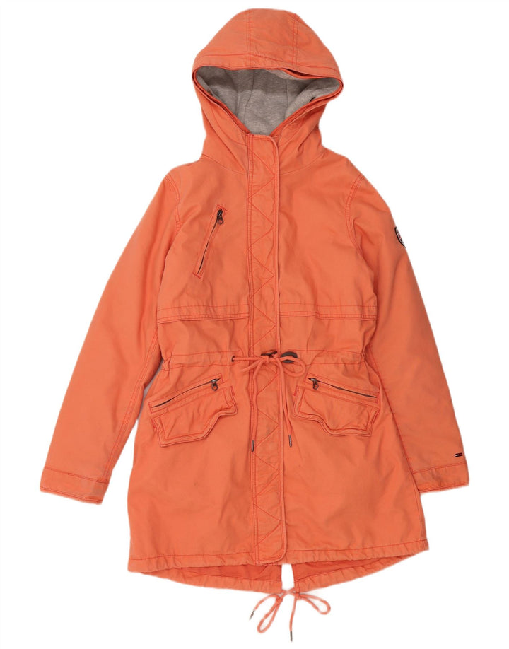 TOMMY HILFIGER Parka extragrande con capucha para mujer UK 10 Small Naranja