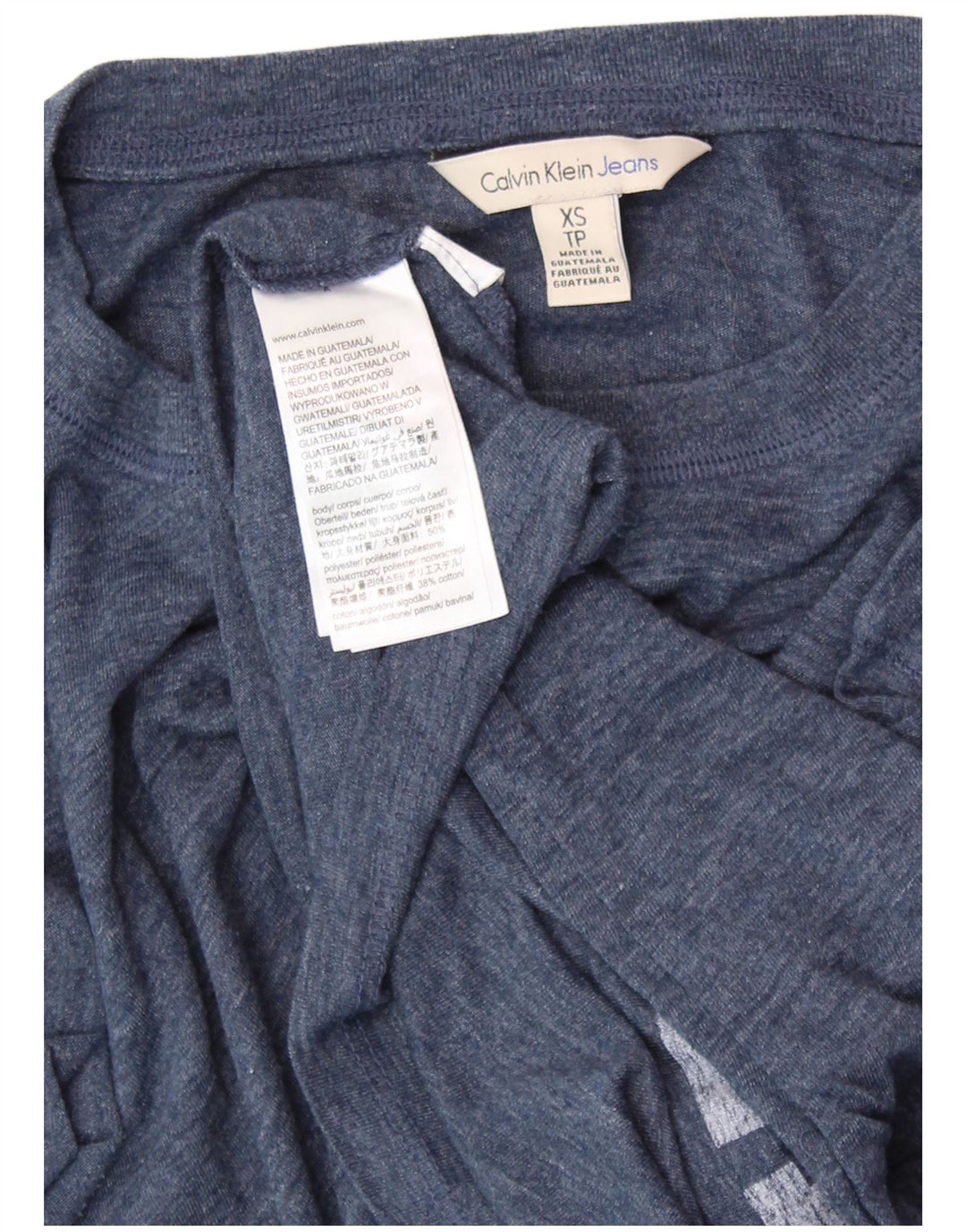 CALVIN KLEIN JEANS Camiseta gráfica para mujer Top UK 6 XS Azul marino moteado