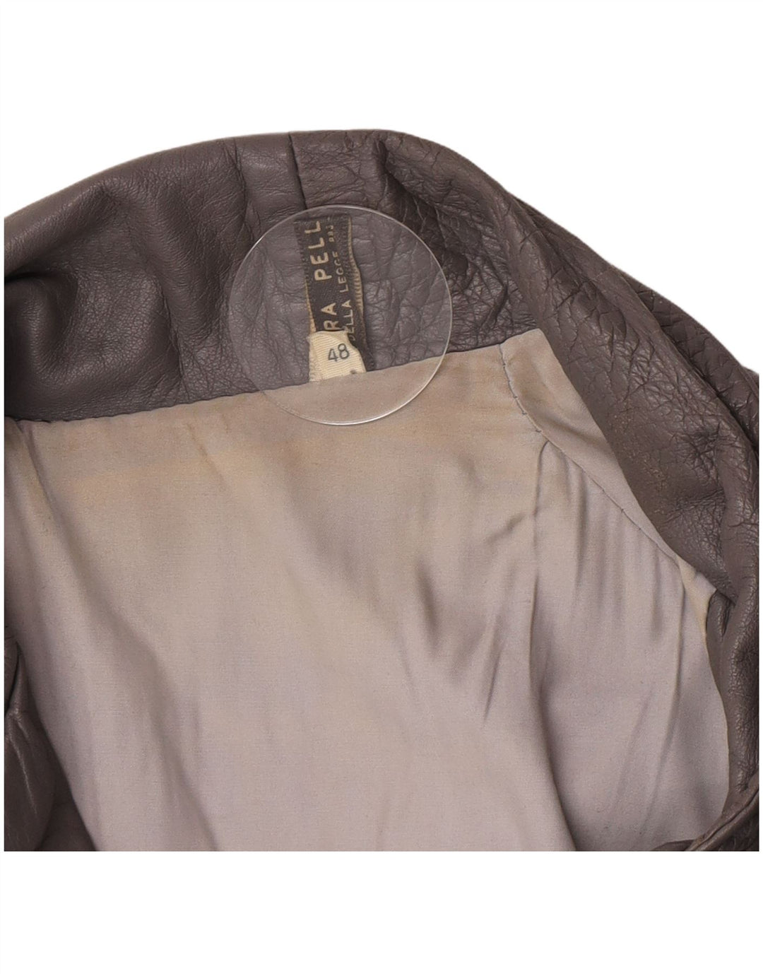 Chaqueta de cuero vintage para hombre IT 48 cuero gris medio